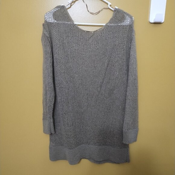 Free People Lightweight Sheer Loose Knit Mohair Blend Sweater XS Boho Y2K Beige - Picture 5 of 5